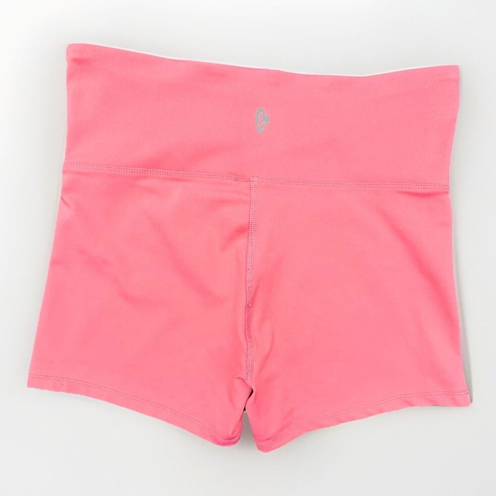 Ellie Coral Pink High Waist Athletic Shorts Women L Stretch Workout Yoga